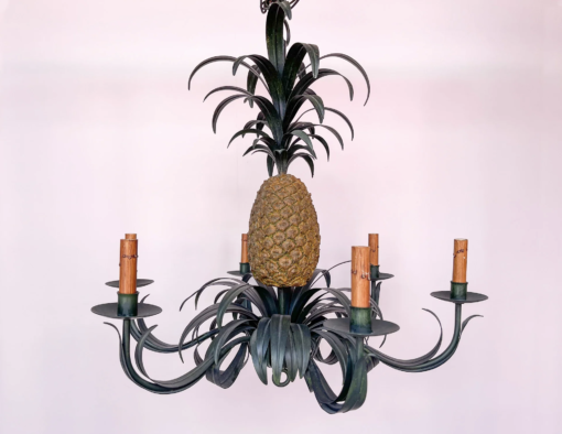 Vintage Coastal Curry and Company Pineapple Chandelier - Image 4